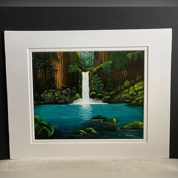 Hand Crafted Waterfall Landscape Art Print - Picture 4 of 5